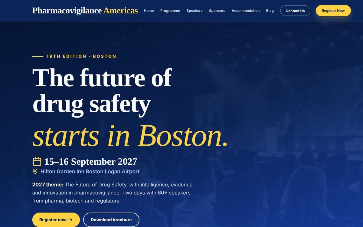Pharmacovigilance Americas 2027 homepage