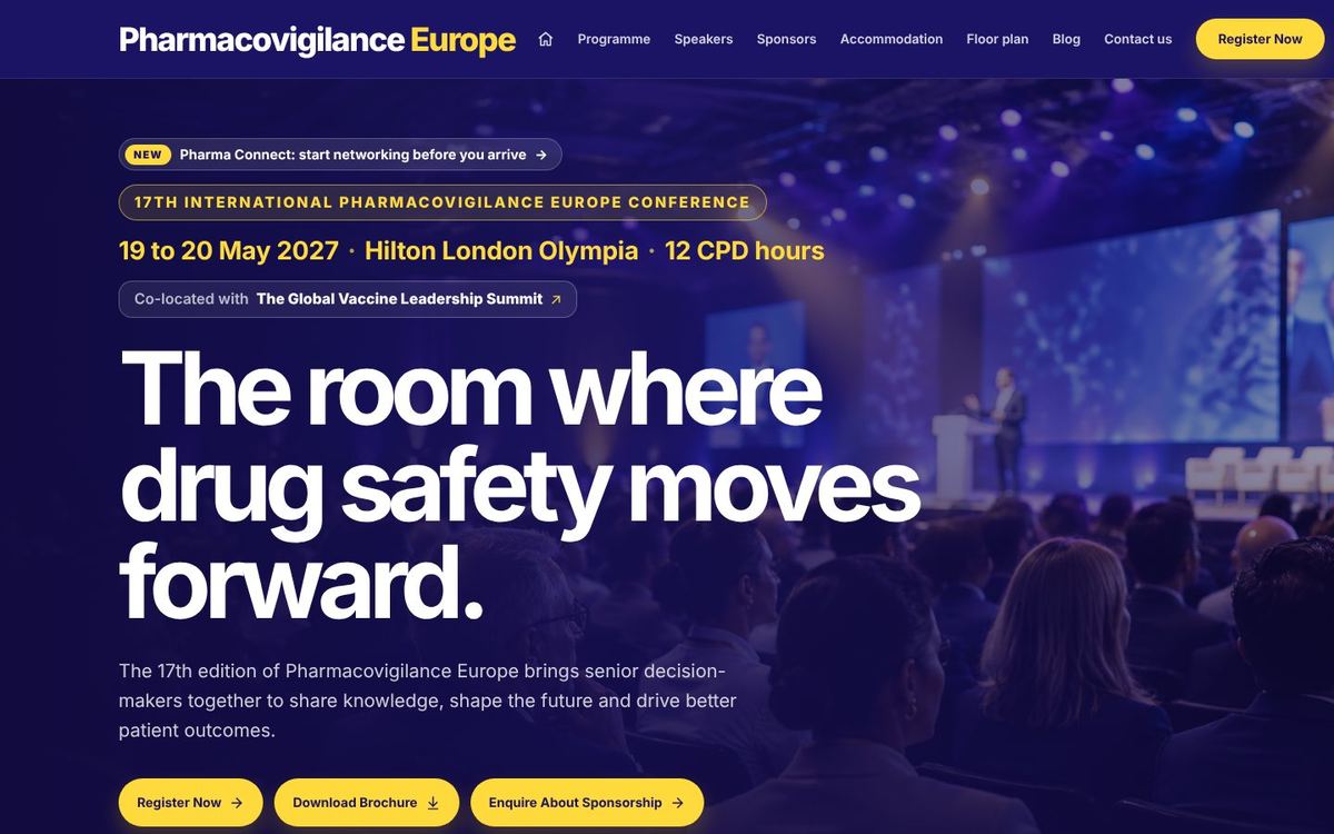 Pharmacovigilance Europe 2027 homepage
